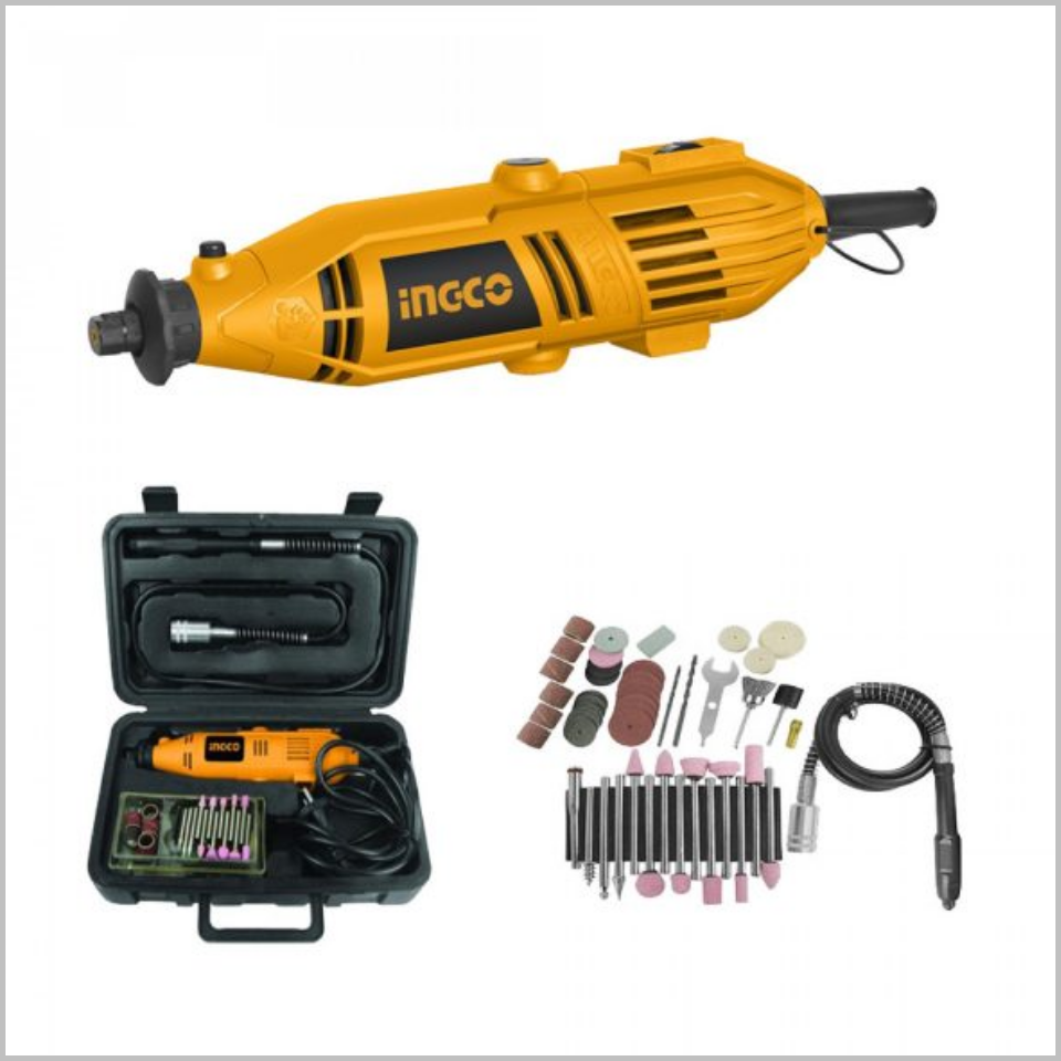 เครื่องเจียสายอ่อน 130w. ขนาดดอก 3.2มม. พร้อมอุปกรณ์ 52 ชิ้น MG1309 INGCO